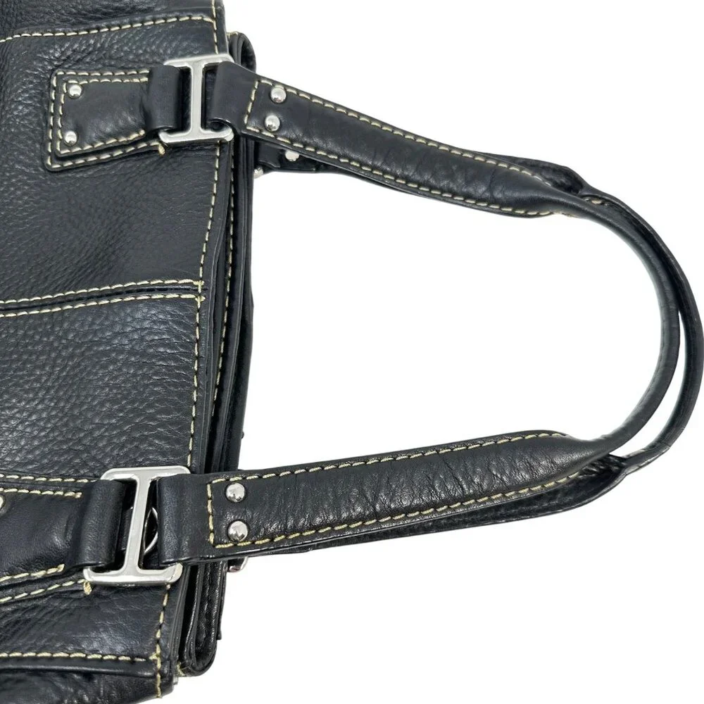Vintage Fossil Black Pebbled Leather Handbag Satchel Purse - Picture 13 of 15